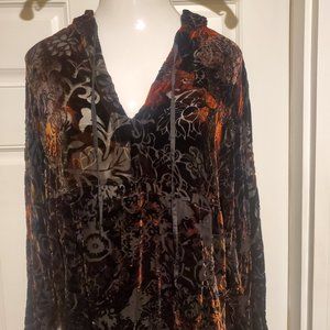 Beautiful, Exquisite Chico’s Size 2 Silk Velvet Pullover Top/Hoodie